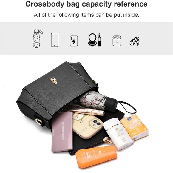 Leather Crossbody Bag for Women Roomy Organizer Removable Straps - Picture 5 of 7